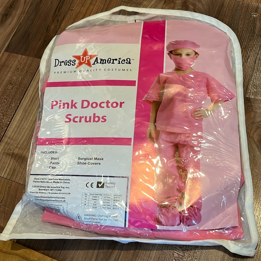 Dress UP America "Pink Doctor Scrubs" Child Costume ~ Size Medium Toddler 8 -10